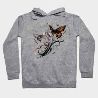 Ink Butterfly Pattren, Tattoo art Flower Pattren, Boho Butterfly Art Design Gift for Her Hoodie